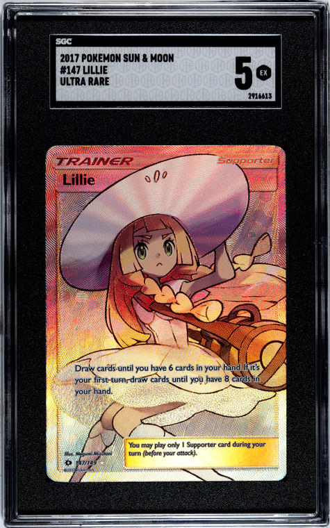 2017 Pokemon Sun & Moon #147/149 Full Art Lillie Trainer - SGC Graded 5 Card