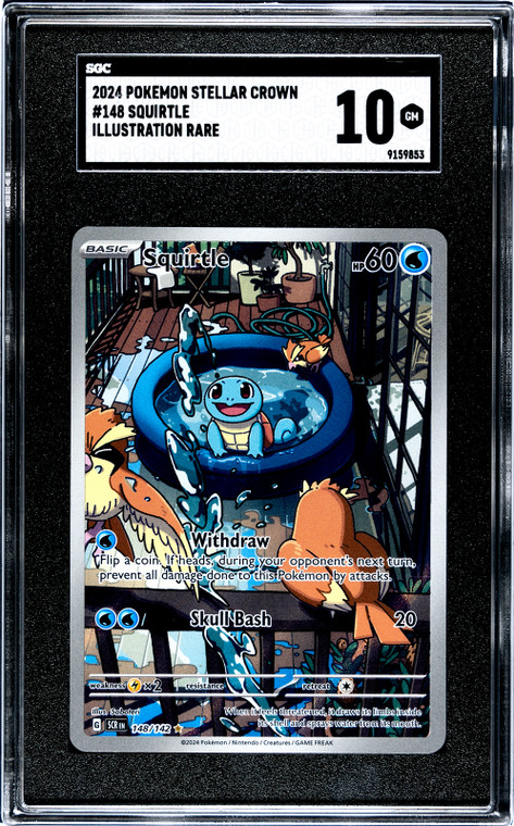 Pokemon Squirtle #148/142 SV07 Stellar Crown Illustration Rare #148 SGC 10 GM