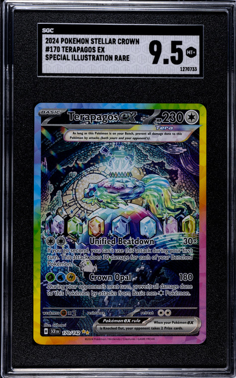 Pokemon 2024 Terapagos ex #170/142 Stellar Crown SIR Illustration Holo SGC 9.5