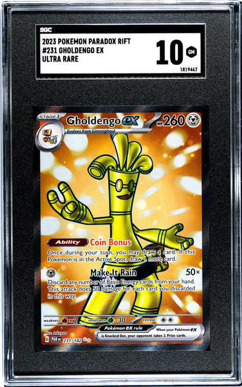 2023 Pokemon Paradox Rift Gholdengo ex Full Art 231/182 SGC Graded 10 Gem Mint