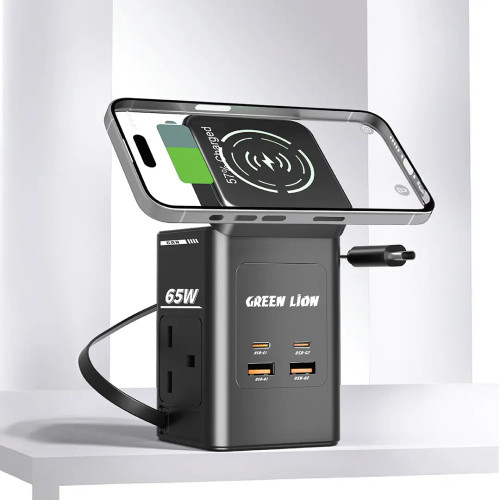 Green Lion GaN 65W Multi Port Travel Adapter - Black