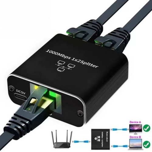 iWays RJ45 Network Splitter Gigabit Adapter 1 to 2 (IW-NS1T2-45)