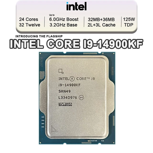 Intel Core i9-14900KF Processor Tray - up to 6.0GHz, 24 Cores, 36MB Cache, LGA1700