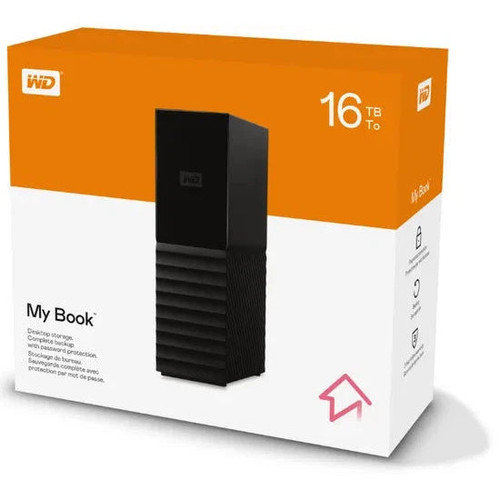 WD My Book 16TB 3.5" External Hard Drive USB 3.0 with Password Protection (WDBBGB0160HBK-EESN)