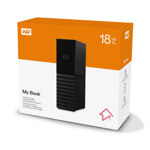 WD My Book 18TB 3.5" External Hard Drive USB 3.0 with Password Protection (WDBBGB0180HBK-EESN)