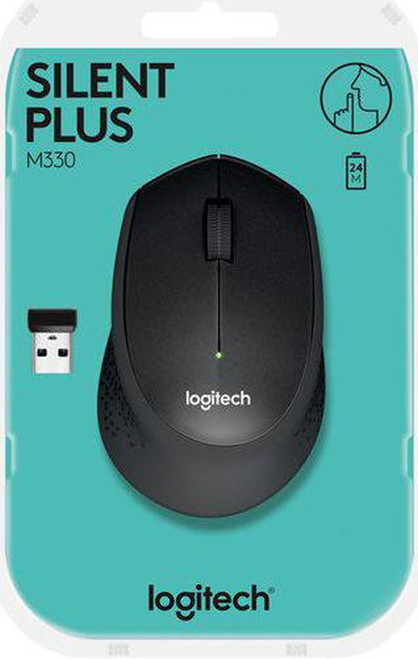 Logitech Wireless Mouse USB Silent Plus Quiet Clicks - M330 BLACK (910-004909)
