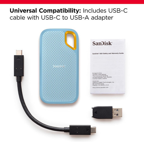 SanDisk Extreme GO 1TB Portable SSD USB-C & USB-A, Up to 1050 MB/s (SDSSDE52-1T)