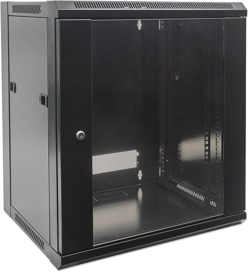 EussoNet 15U Wall Mounted Cabinet W600*D600 Door: Front Glass - Rear Metal (EU-EWM6615B)