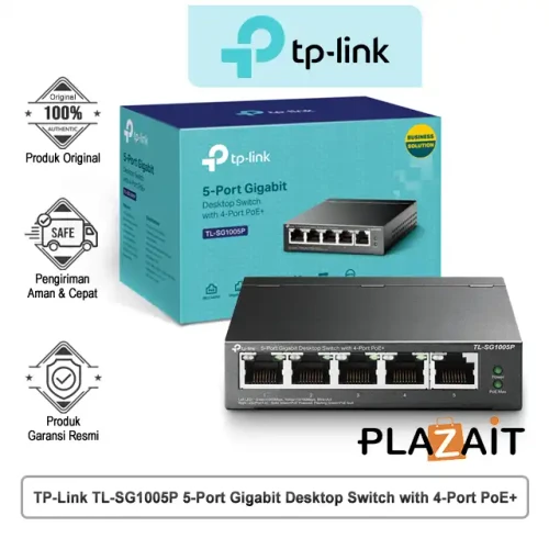 TP-Link SG1005P Switch 5Port Gigabit Desktop with 4-Port PoE+ (65w)