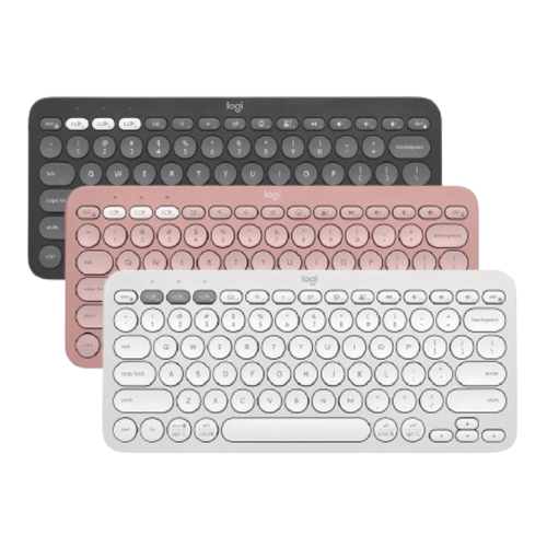 Logitech Bluetooth Slim Pebble Keys 2, Multi-device pairing (up to 3 devices) - K380S (English) White,Bluetooth keyboard with customizable keys, Lightweight, minimalist design (920-011852)