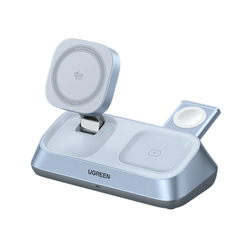 UGREEN MagFlow Qi2 25W 3-in-1 Wireless Charging Station – Foldable MagSafe Charger for iPhone , iWatch, AirPods, Includes 45W Adapter