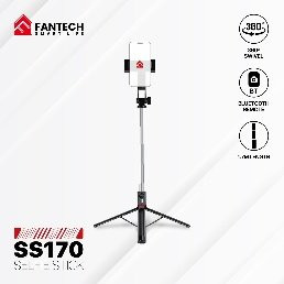 FANTECH SS170 Selfie Stick – Extends Up to 1.7m, Bluetooth Remote, 360° Rotation, Lightweight Design, and Stable Design