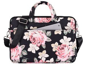 CanvasArtisan H40 Floral Laptop Shoulder Bag with Pull-Bar Belt 13-14 inch