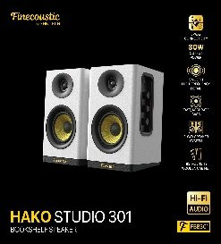 FANTECH Finecoustic Hako Studio 301: 80W 2.0 Bookshelf Speakers, Bluetooth 5.3, 5-Way Connectivity & Hi-Fi Audio (FBB301)