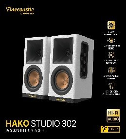 FANTECH Finecoustic Hako Studio 302 100W Stereo Speakers, Bluetooth 5.3, Wood Cabinet, 6-Way Input (FBB302)