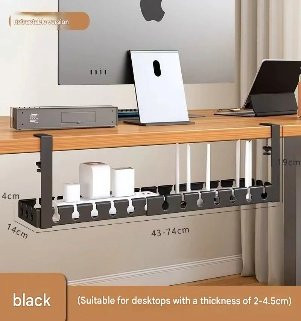 Retractable Under-Desk Cable Organizer Tray, Clamp-On Cable Management (SD12/SD13)