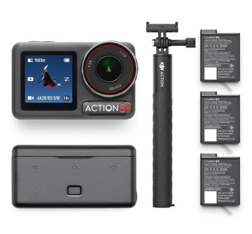 DJI Osmo Action 5 Pro Adventure Combo 3 Batteries Charger Rod