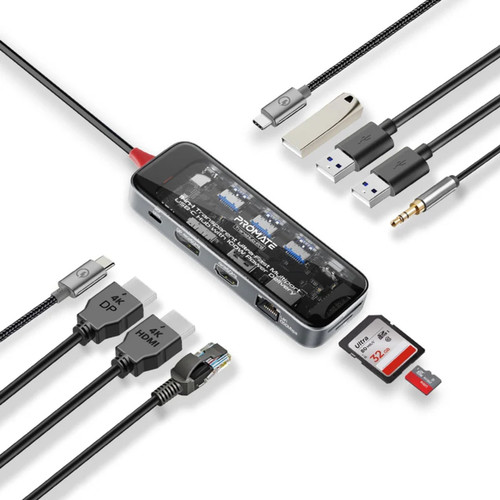 Promate 10-in-1 Transparent Ultra-Fast Multiport USB-C Hub Promate 10-in-1 Transparent Ultra-Fast Multiport USB-C Hub