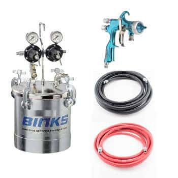 Binks 983156 Trophy HVLP Air Spray Gun and 2.8 Gallon Zinc Plated