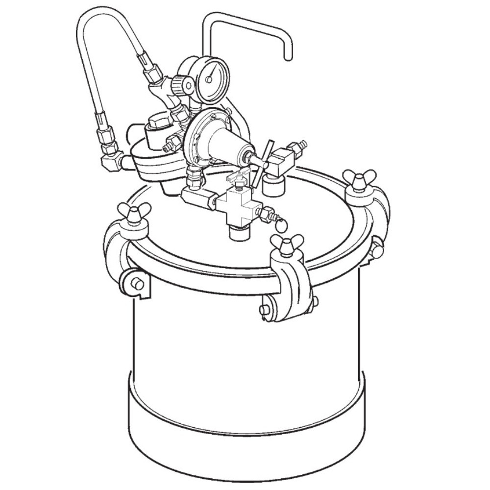 Binks 83C211 2.8 Gallon Pressure Pot, Zinc Plated, Agitator, 1 Regulator Spraywell
