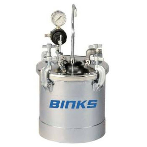 Binks 83Z-221 2.8 Gallon Pressure Pot, Agitator, Stainless Lid, 2 Regulators