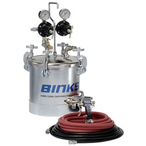 Binks 98-3144 Compact HVLP Air Spray Gun and 2.8 Gallon Pressure Pot w/ Dual Regulation