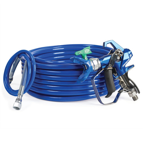 Graco 19Y489 Contractor PC Compact Gun, 1/4 in x 50 ft BlueMax II Airless Hose, 1/8 in x 4.5 ft Whip Hose, RAC X LP 517 SwitchTip