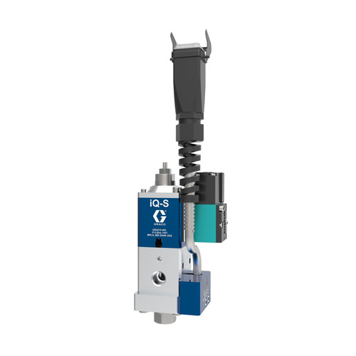 Graco V25AS000BB iQ Dispense Valve, Snuff Back, Heated, NPT Tip , 0in (000mm) Nozzle, Direct Mount Solenoid