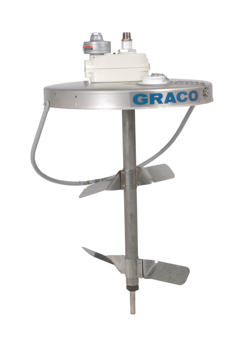 Graco 240209 Heavy Duty Back-Geared Drum Agitator with Siphon Kit, air driven, 1/2 HP, 32 inches (81.25 cm) tall. Drum Cover (238283) not included.