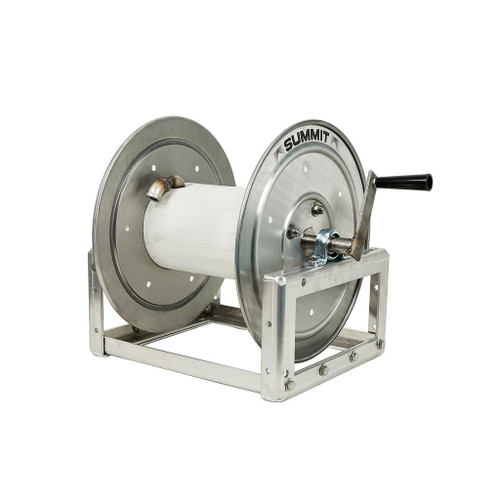 Summit 12 Inch Aluminum Full Frame Manual Hose Reel with Stainless Steel Manifold, 1/2" Inlet