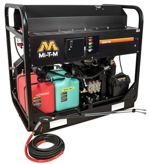 Mi-T-M HS Series 3500 PSI 4.7 GPM (Gas - Hot Water) Belt Drive Pressure Washer with General Pump and Honda GX630 Engine