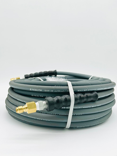 Stealth SHP-38-100 Pressure Washer Hose, Gray, Non-Marking, 4000 psi, 3/8" x 100 ft