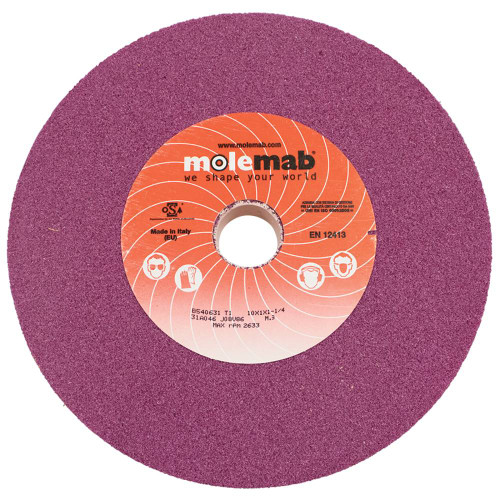 Molemab 750-148 Grinding Wheel, 10" x 1" x 1-1/4" 46 grit Ruby