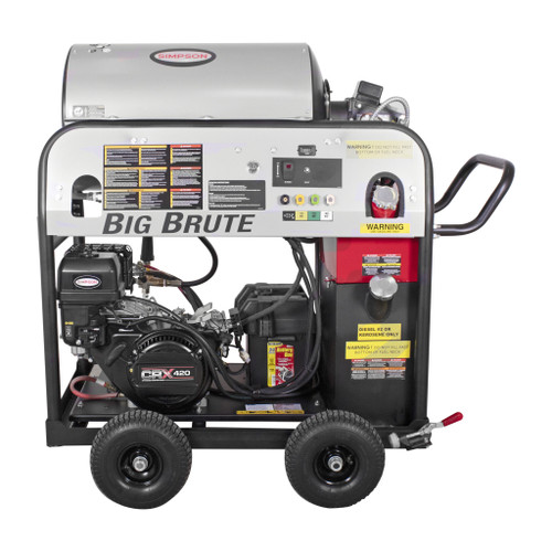 Simpson BB65129 Big Brute 4000 PSI 4.0 GPM (Gas - Hot Water) Horizontal Hot Water Direct Drive Pressure Washer with CRX420 Engine and Comet Triplex Pump