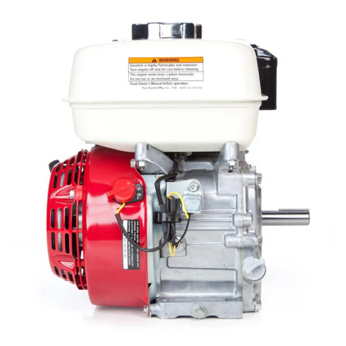 Side view of the Honda GX200 196cc engine block showing the high-quality aluminum casting and structural cooling fins.