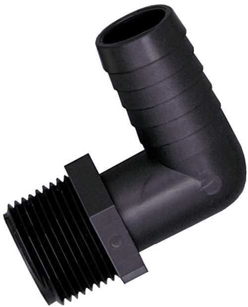 TerreMax Elbow 1-1/4" Male NPT X 3/4" Hose Barb Fitting (Poly)
