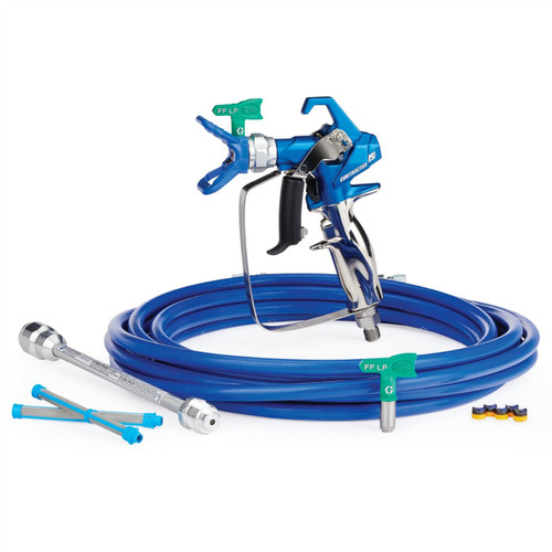 Graco 17Y220 Contractor PC Airless Spray Gun Kit with RAC X FF LP 210 & 312, BlueMax II Airless Hose 1/4" ID x 25 ft, 10 in Extension, 2 - 100 Mesh Filter