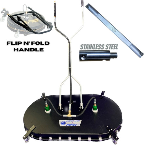 M500GF-HFSS Whisper Wash Mondo Force 49-inch Surface Cleaner (Flip 'n Fold Handle) — Hydro-Flow 2-Tip Stainless Steel