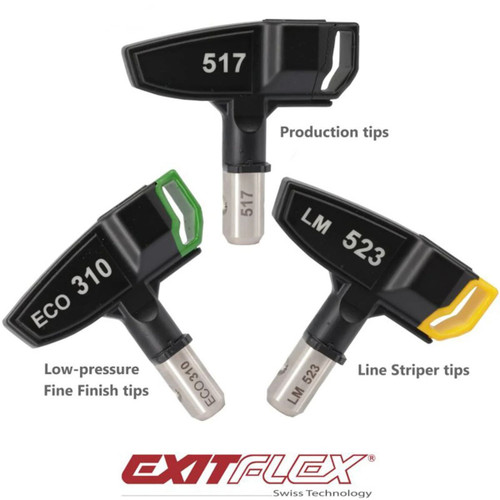 ExitFlex Speedy 6 - Line Striping, Production, and Low Pressure Fine Finish Airless Paint Spray Tips