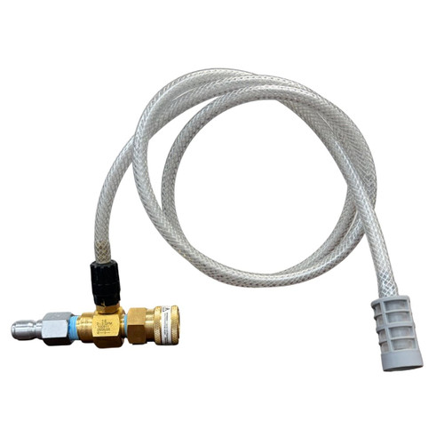 Stealth Downstream High Draw Brass Adjustable Chemical Injector (2-3 GPM), 20%, fully assembled with clear suction hose and filter