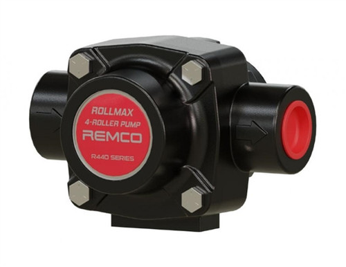 Remco RollMax R440C 4-roller cast iron sprayer pump with 9.4 GPM flow rate and 5/8 inch solid shaft