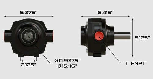 Dimension schematic for the Remco RollMax R880C 8-roller cast iron pump showing housing measurements and port sizes