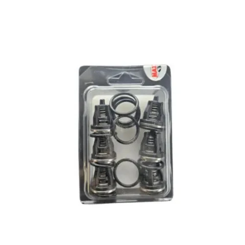 Packaging view of the Mazzoni MMD solid shaft pump valve kit (Part 49.6300), showing six replacement valves and sealing O-rings sealed in a protective clear blister pack