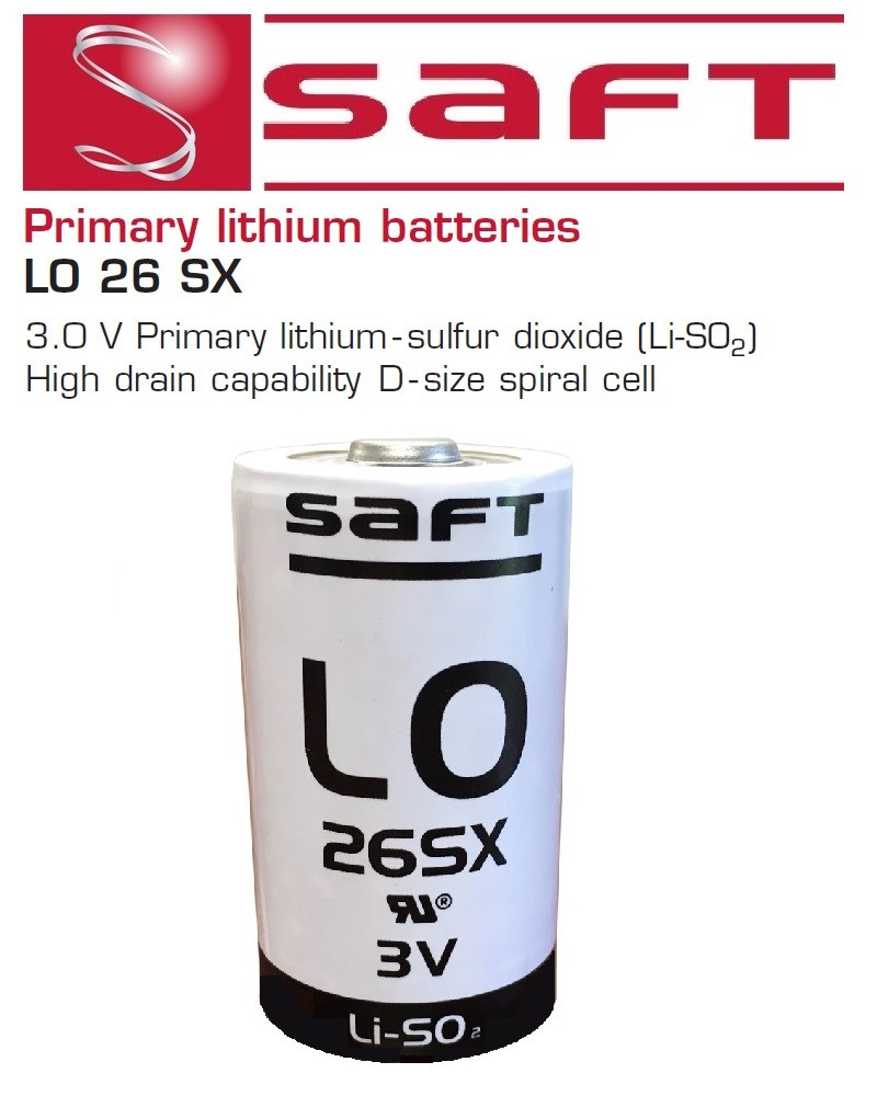 Saft LO26SX Battery - 3V Primary Lithium D Cell