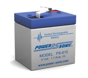 Power-Sonic PS-610 Battery - 6 Volt 1.1 Amp. Hr. Sealed Rechargeable