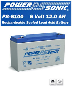 Powersonic PS-6100F1 6 Volt 12 Ah SLA Battery