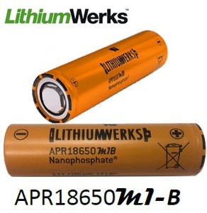 Lithium Werks APR18650M-1B, 3.3 Volt, 1.1Ah LiFePO4 Battery 
