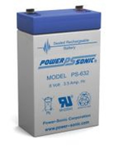 PowerSonic PS-632F1 6 Volt, 3.5 Ah, SLA Battery