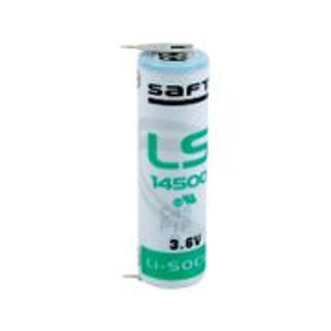 Saft LS14500-2PF, 3.6 Volt, 2600 mAh Lithium AA Battery w-2 Pins