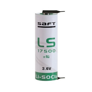 Saft LS17500-2PF, 3.6 Volt, 2000 mAh, Lithium A Battery w/2 Pins 